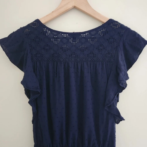 Aeropostale | Swiss Dot Eyelet Yoke Fit & Flare Mini Dress - Size XS - Picture 8 of 10